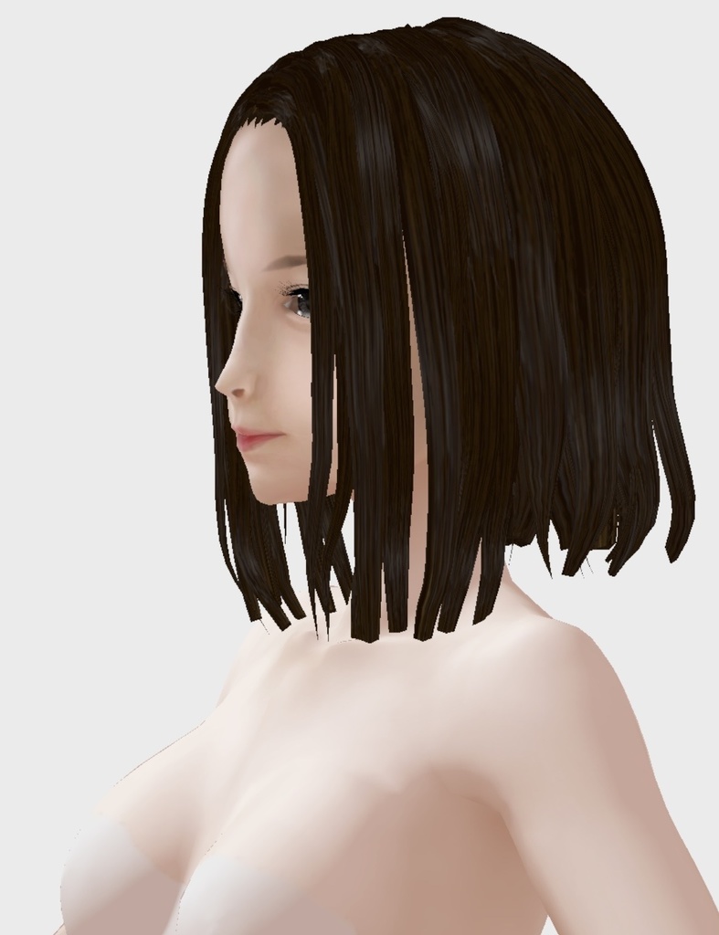 VRoid用 適度なリアル感の着せ替えドール ギャル風 ボブ 素体顔・体・髪セット 各種カスタムアイテム テクスチャ vroidデータ vrmデータ