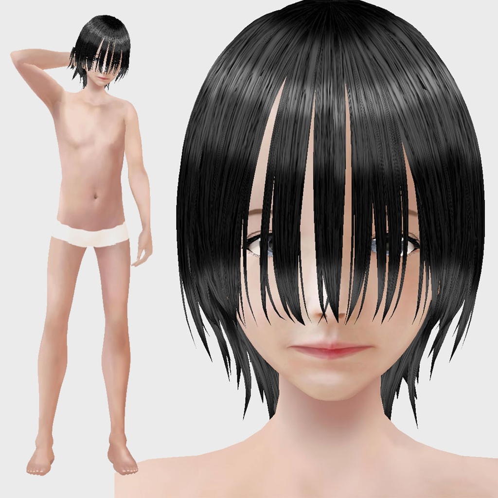 適度なリアル感の着せ替えドール　中性的男性　素体　顔・体・髪型セット　各種カスタムアイテム　テクスチャ