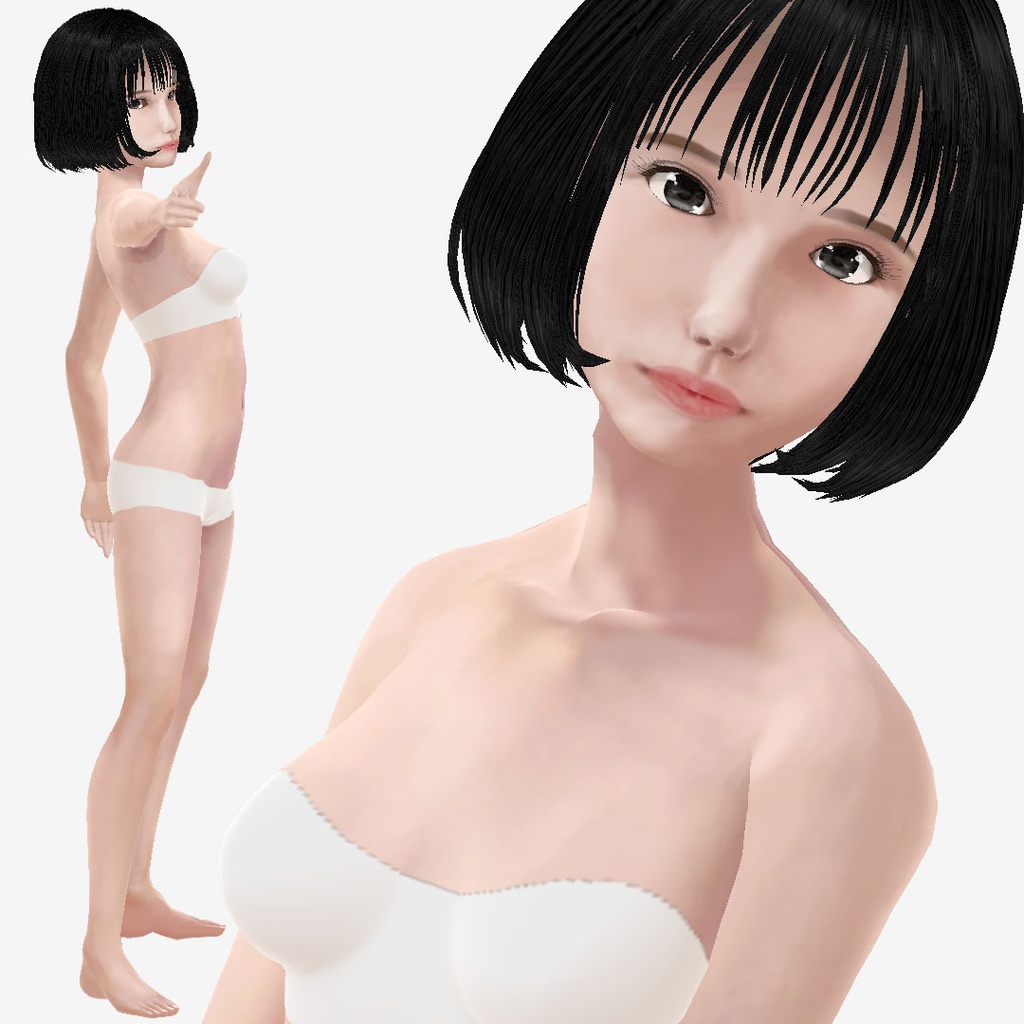 適度なリアル感の着せ替えドール　ショートカットの女の子　素体モデル　vrm vroid