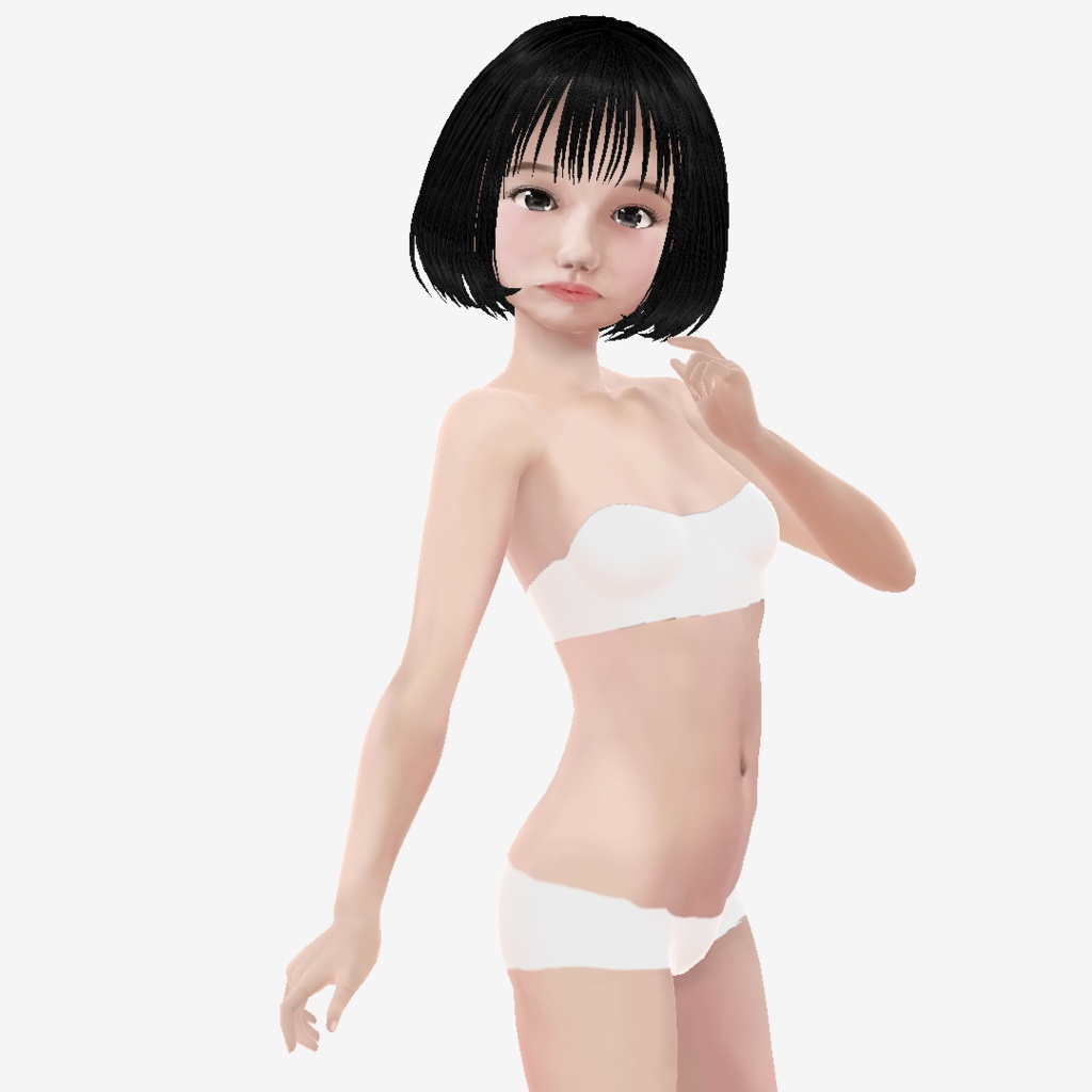 適度なリアル感の着せ替えドール ショートカットの女の子 素体モデル vrm vroid 2次元寄り