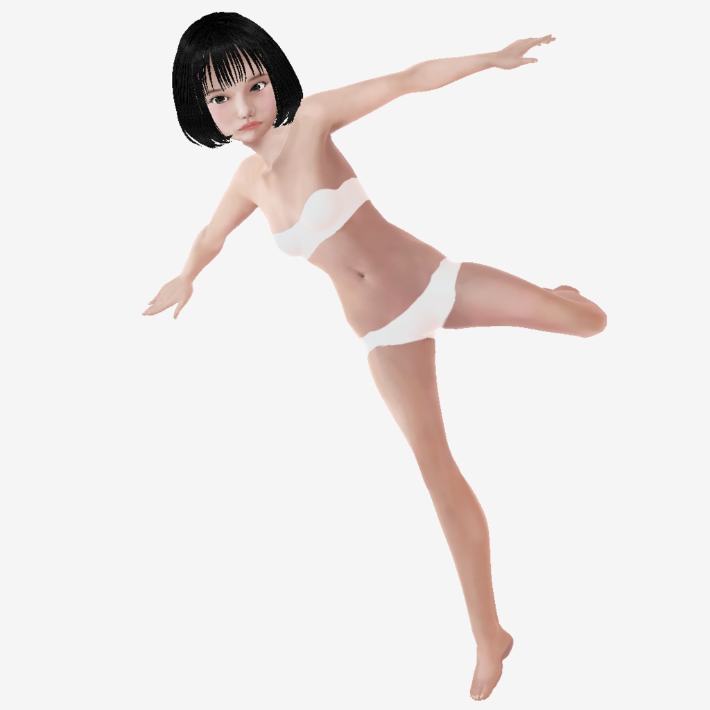 適度なリアル感の着せ替えドール ショートカットの女の子 素体モデル vrm vroid 2次元寄り