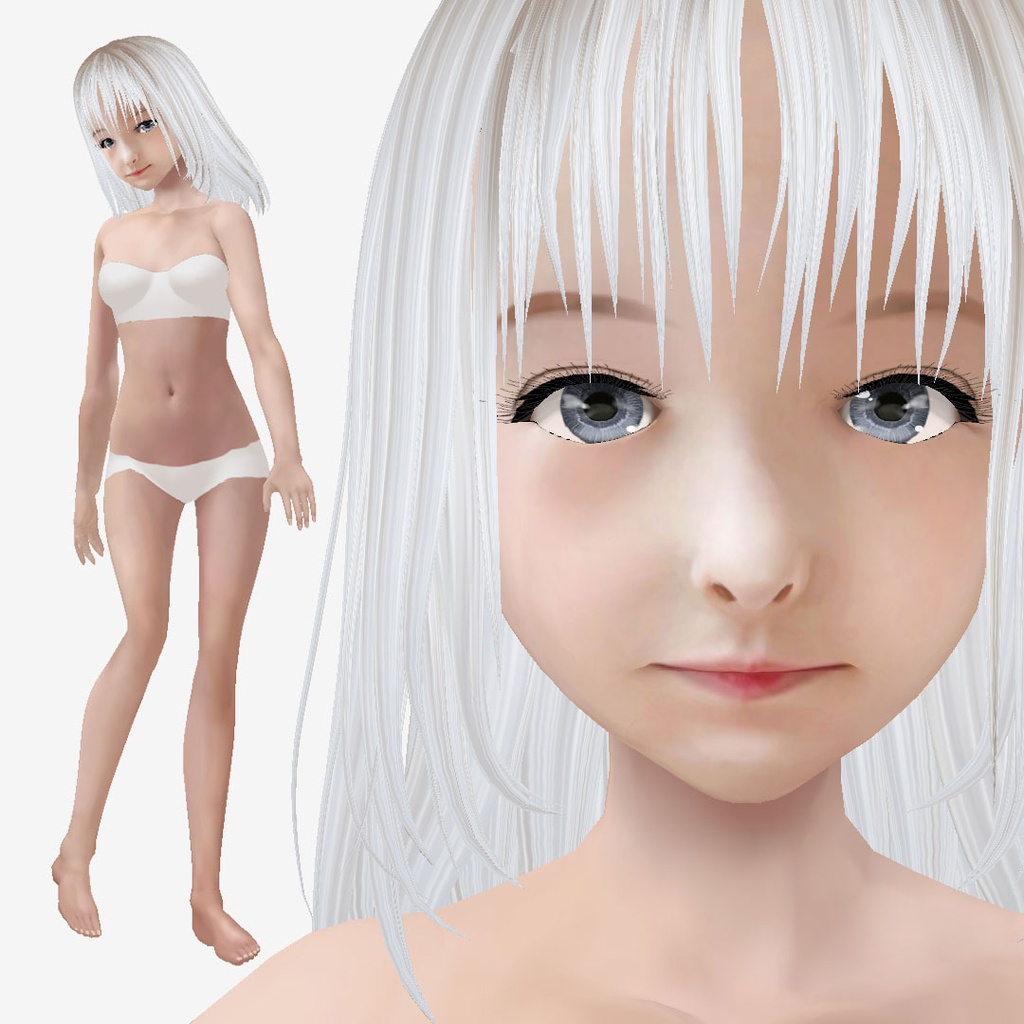 適度なリアル感の着せ替えドール　ブロンドの女の子　素体　vroid Vrm
