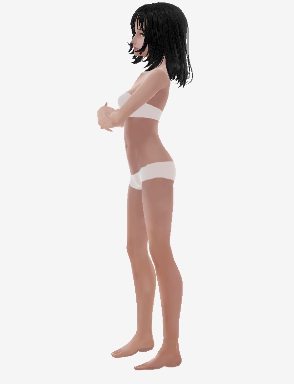 適度なリアル感の着せ替えドール 黒髪ストレートの女の子 素体 vroid Vrm