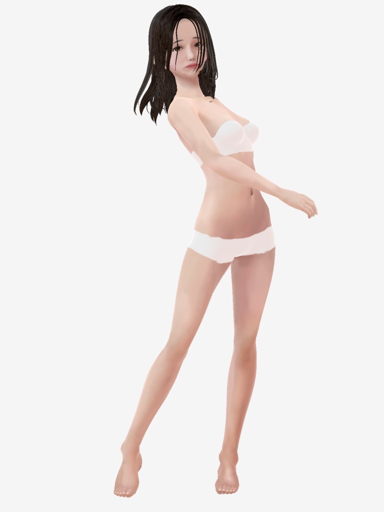 適度なリアル感の着せ替えドール 黒髪ロングヘアの女の子 素体 vroid Vrm