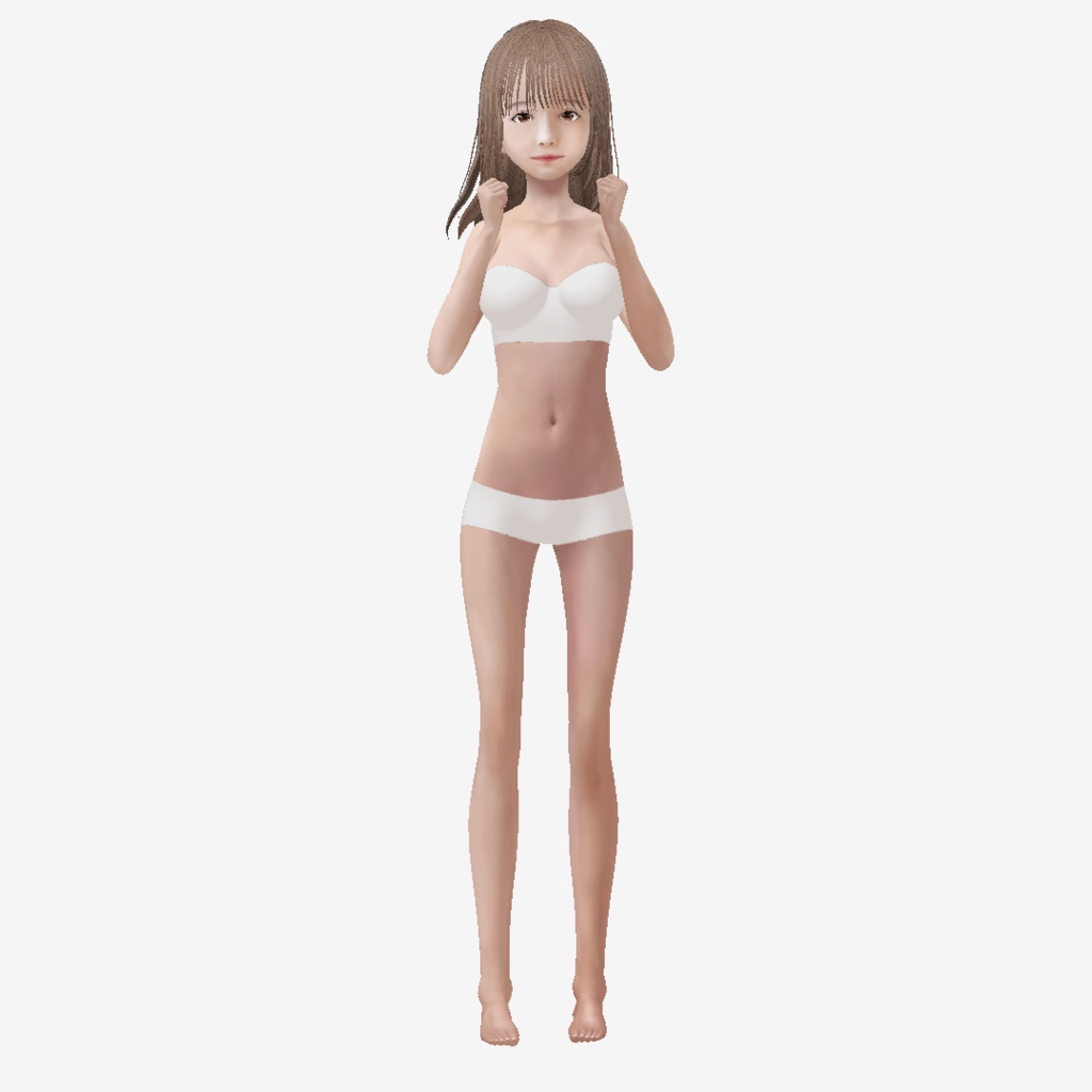 適度なリアル感の着せ替えドール 茶髪の女の子 素体 vroidデータ VRMデータ