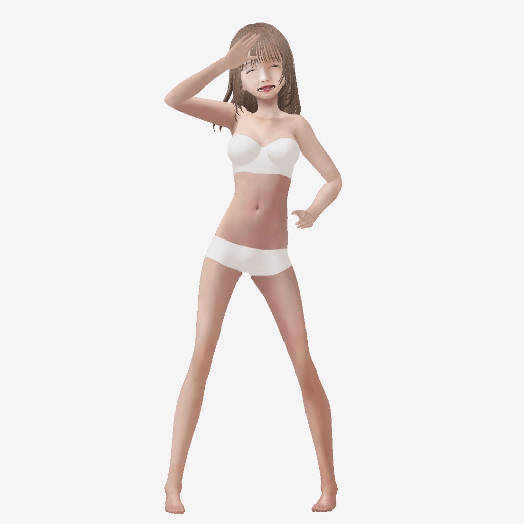 適度なリアル感の着せ替えドール 茶髪の女の子 素体 vroidデータ VRMデータ