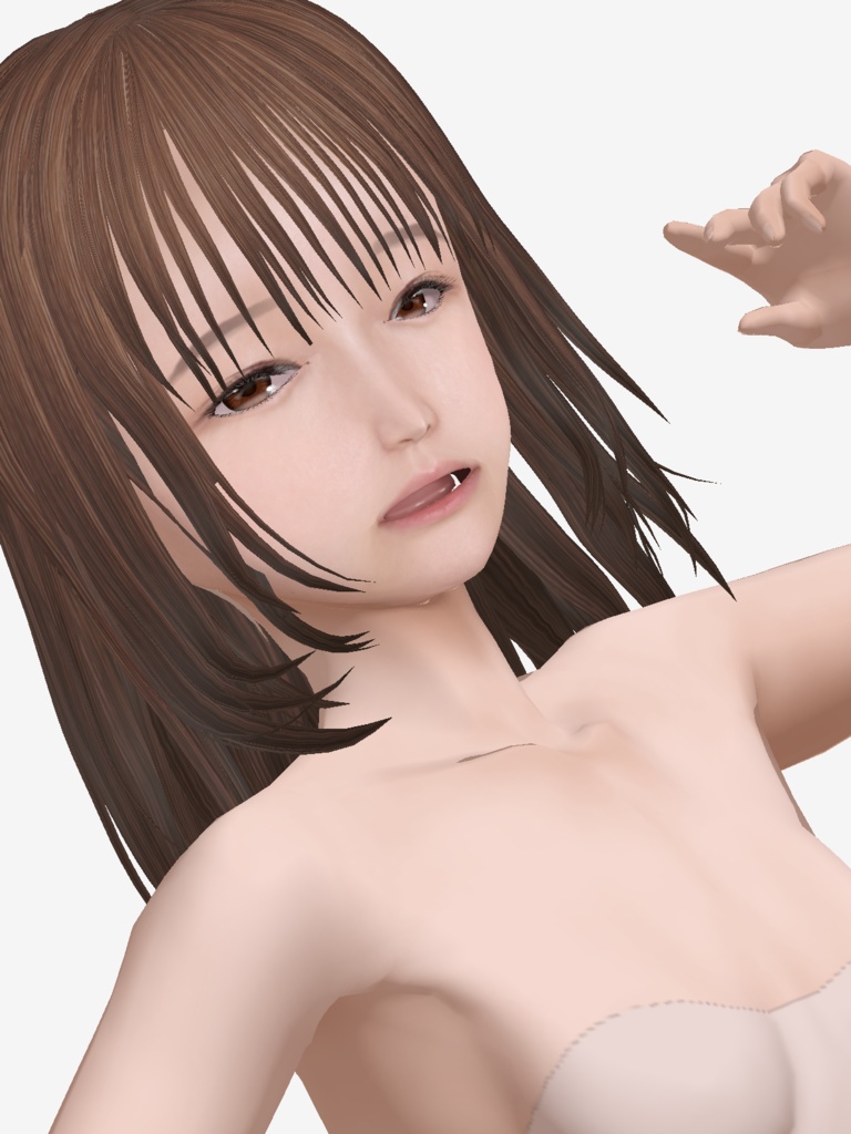 適度なリアル感の着せ替えドール 茶髪のお姉さん シンメトリー 素体 vroidデータ VRMデータ
