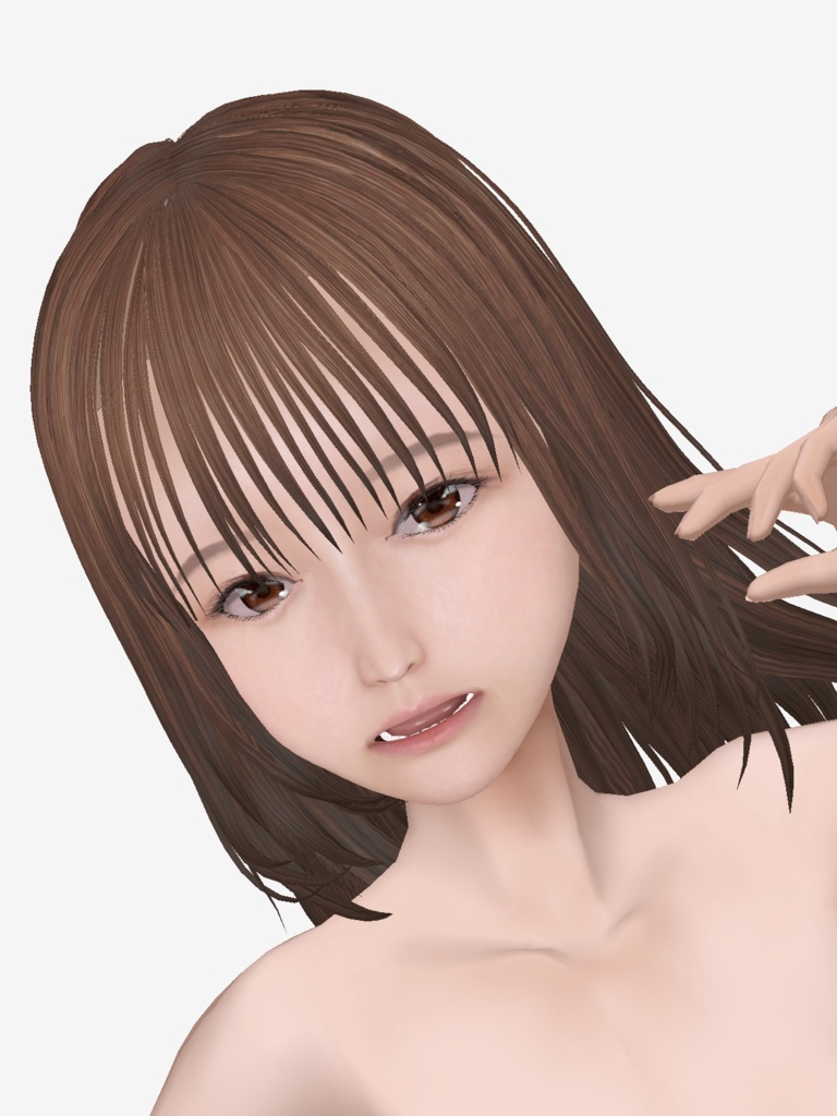 適度なリアル感の着せ替えドール 茶髪のお姉さん シンメトリー 素体 vroidデータ VRMデータ