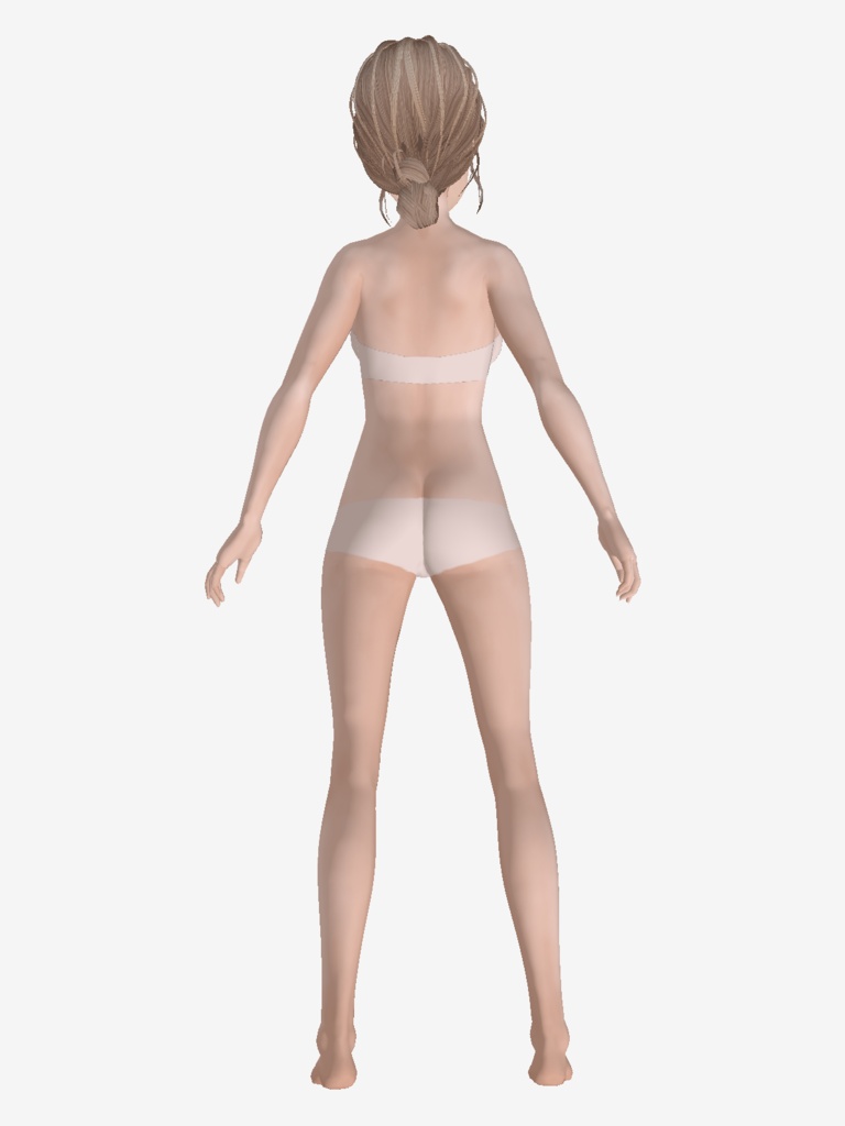 適度なリアル感の着せ替えドール 色白の女の子 ブロンド+黒髪 シンメトリー 素体 vroidデータ VRMデータ