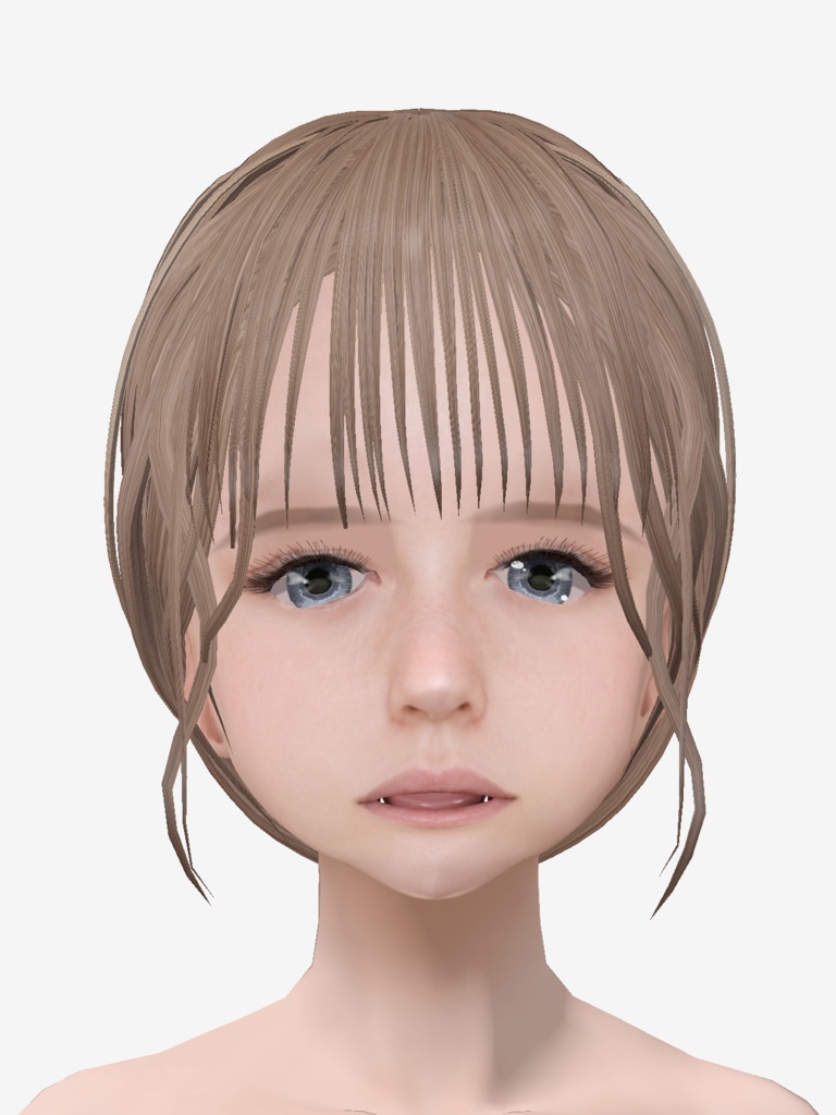 適度なリアル感の着せ替えドール 色白の女の子 ブロンド+黒髪 シンメトリー 素体 vroidデータ VRMデータ