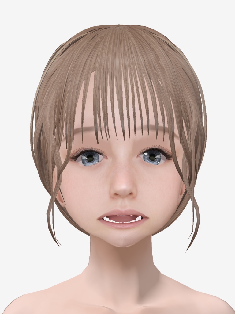 適度なリアル感の着せ替えドール 色白の女の子 ブロンド+黒髪 シンメトリー 素体 vroidデータ VRMデータ