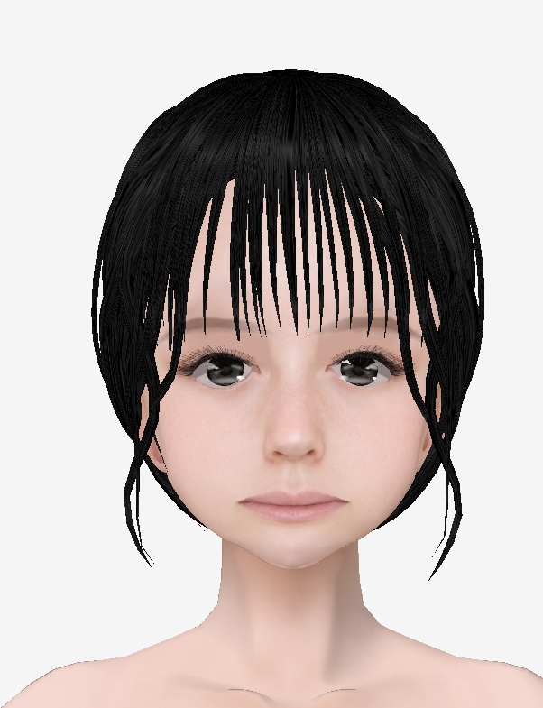 適度なリアル感の着せ替えドール 色白の女の子 ブロンド+黒髪 シンメトリー 素体 vroidデータ VRMデータ