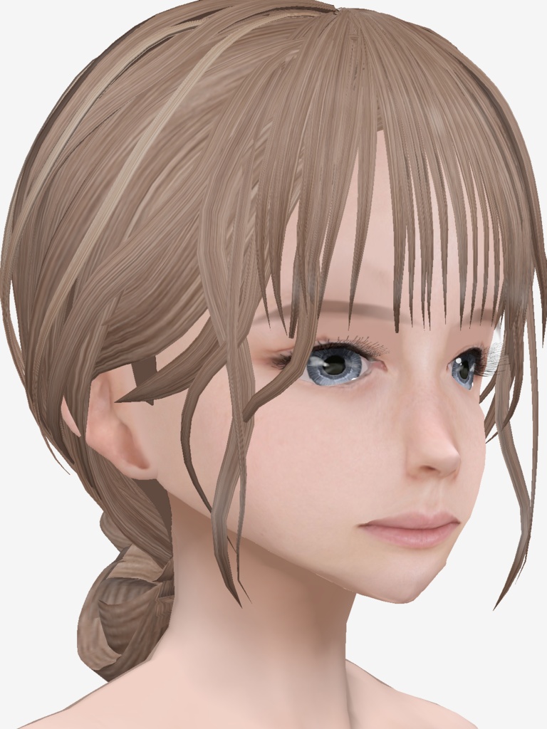適度なリアル感の着せ替えドール 色白の女の子 ブロンド+黒髪 シンメトリー 素体 vroidデータ VRMデータ