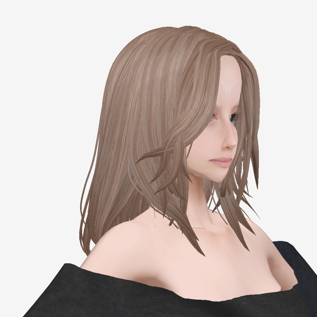 適度なリアル感の着せ替えドール ホワイトヘアの女の子 +ベージュヘア、まとめ髪 素体 vroidデータ VRMデータ