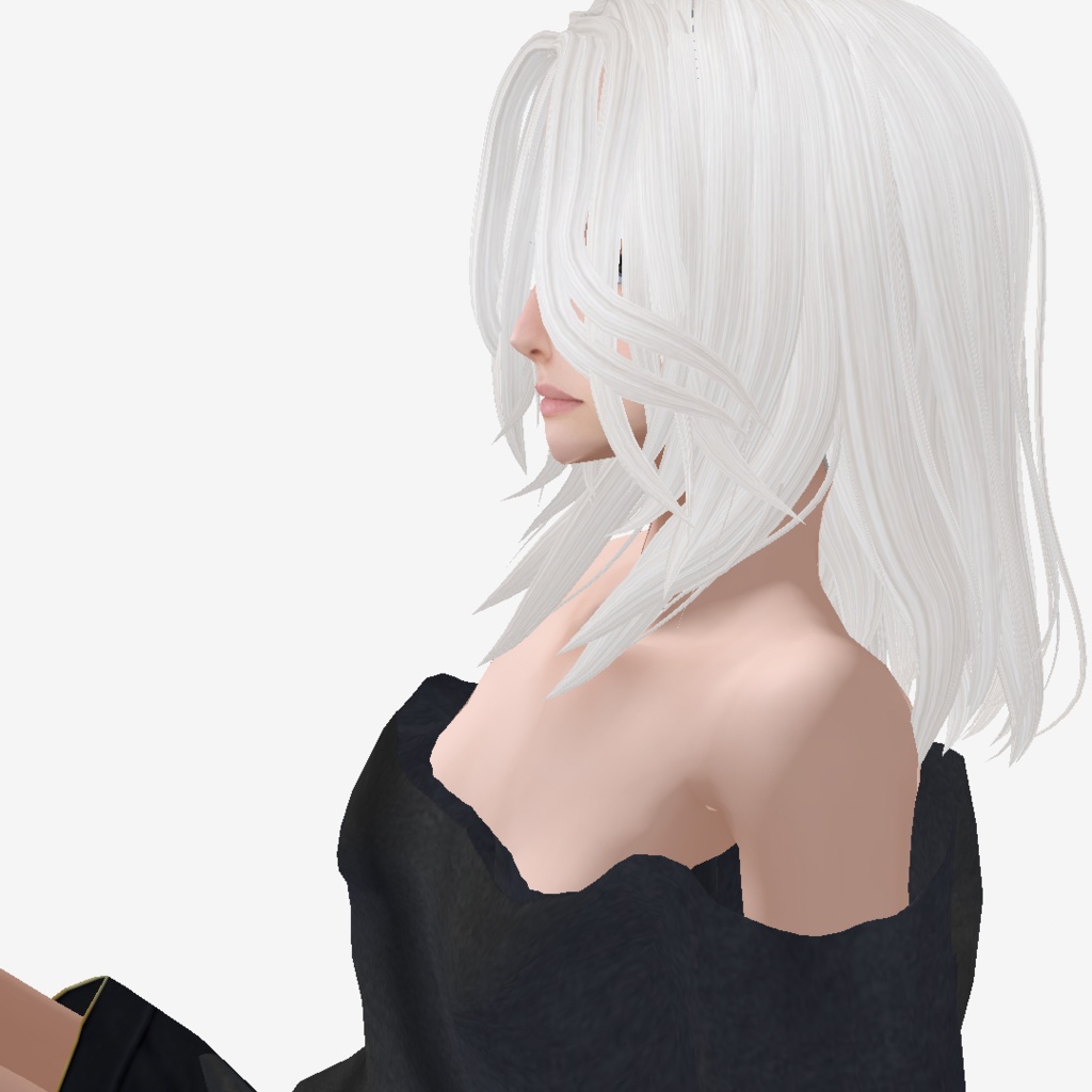 適度なリアル感の着せ替えドール ホワイトヘアの女の子 +ベージュヘア、まとめ髪 素体 vroidデータ VRMデータ