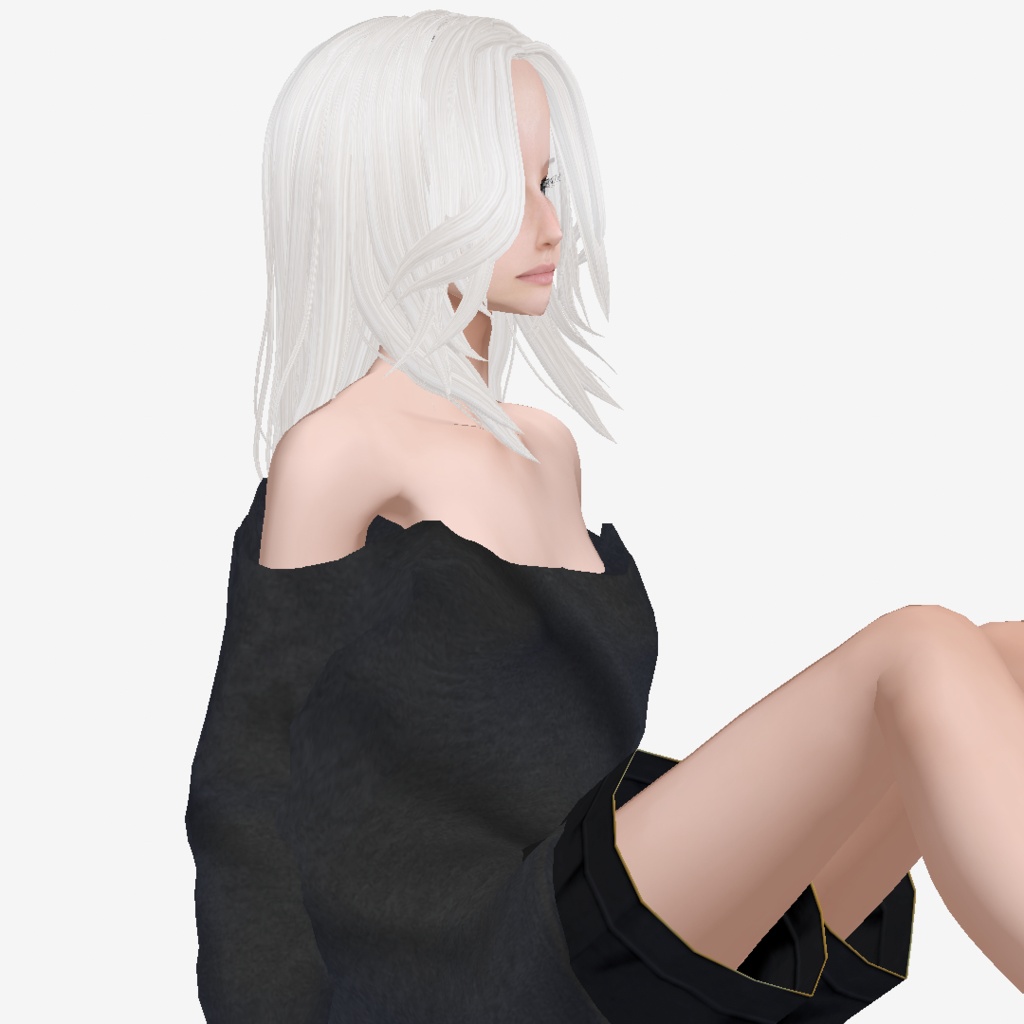 適度なリアル感の着せ替えドール ホワイトヘアの女の子 +ベージュヘア、まとめ髪 素体 vroidデータ VRMデータ
