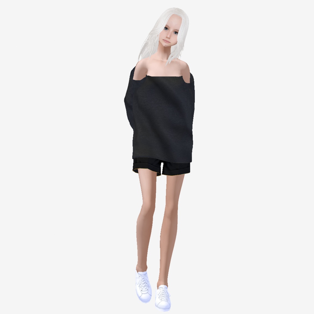 適度なリアル感の着せ替えドール ホワイトヘアの女の子 +ベージュヘア、まとめ髪 素体 vroidデータ VRMデータ
