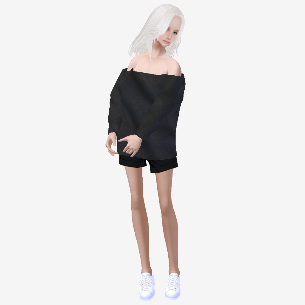 適度なリアル感の着せ替えドール ホワイトヘアの女の子 +ベージュヘア、まとめ髪 素体 vroidデータ VRMデータ