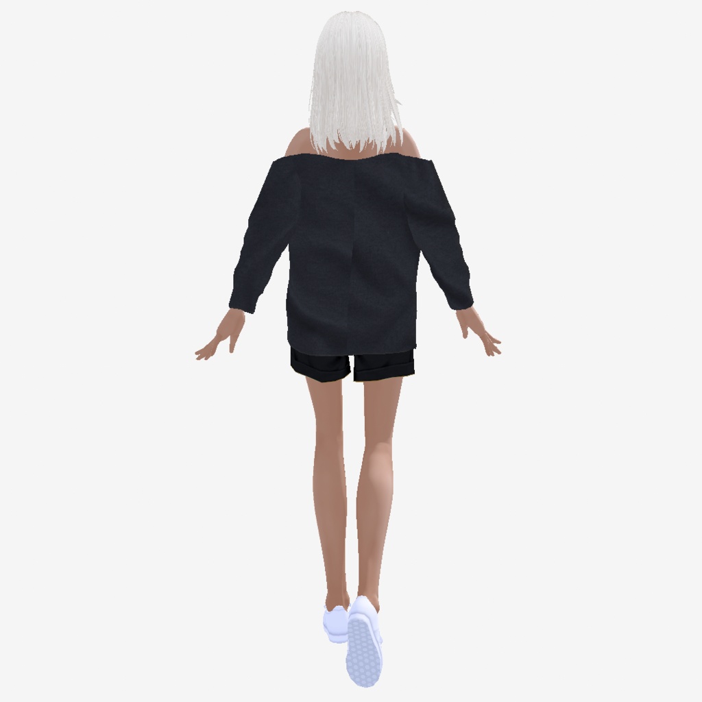 適度なリアル感の着せ替えドール ホワイトヘアの女の子 +ベージュヘア、まとめ髪 素体 vroidデータ VRMデータ