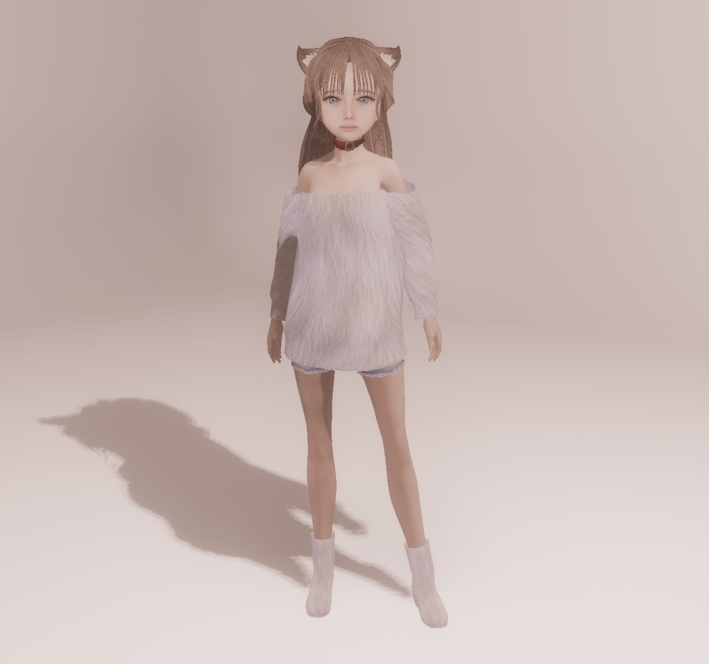 適度なリアル感の着せ替えドール 耳がぴこぴこ動くケモ耳女の子×2ver 素体 vroidデータ VRMデータ cluster VR chat