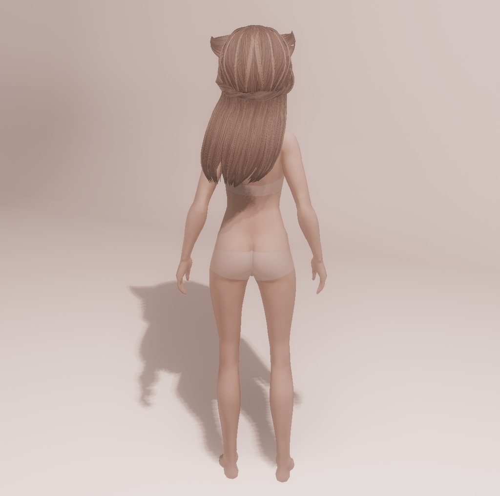 適度なリアル感の着せ替えドール 耳がぴこぴこ動くケモ耳女の子×2ver 素体 vroidデータ VRMデータ cluster VR chat