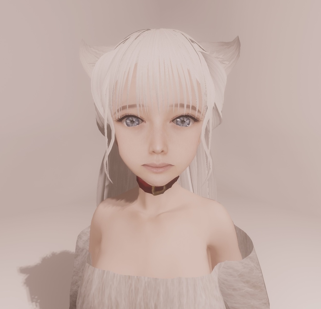 適度なリアル感の着せ替えドール 耳がぴこぴこ動くケモ耳女の子×2ver 素体 vroidデータ VRMデータ cluster VR chat