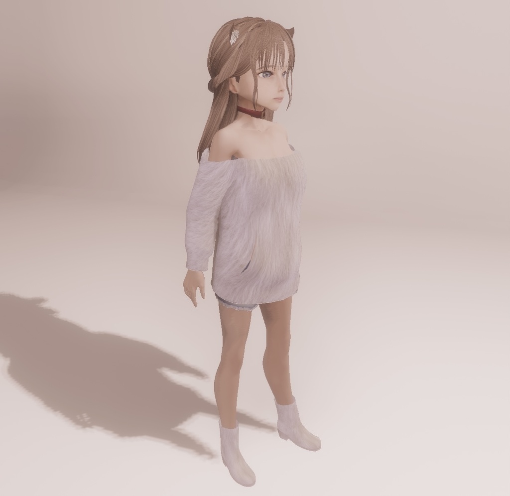 適度なリアル感の着せ替えドール 耳がぴこぴこ動くケモ耳女の子×2ver 素体 vroidデータ VRMデータ cluster VR chat