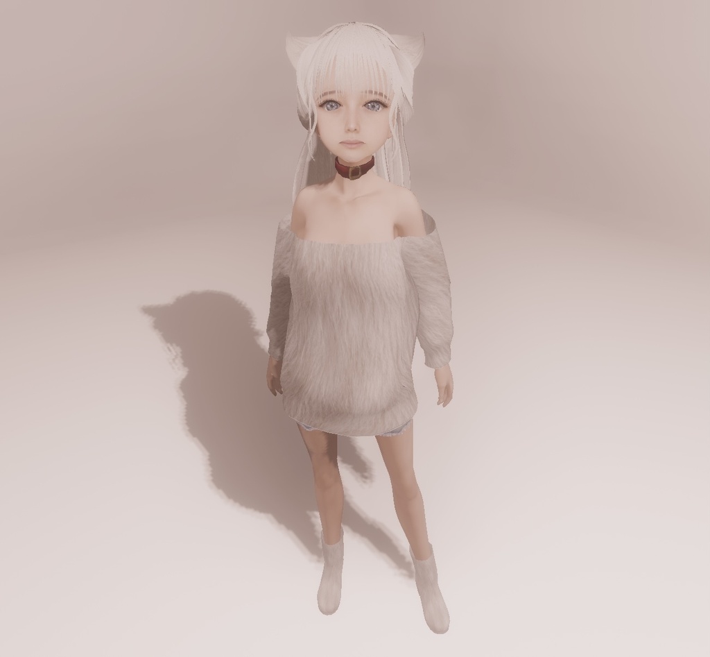 適度なリアル感の着せ替えドール 耳がぴこぴこ動くケモ耳女の子×2ver 素体 vroidデータ VRMデータ cluster VR chat