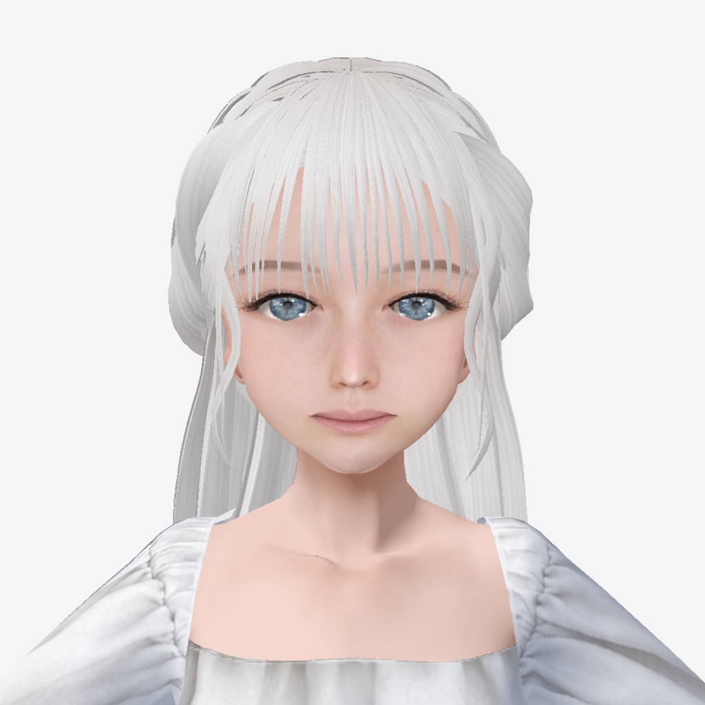 Vroid用 髪テクスチャ ハーフアップ 髪型 プラチナブロンド+ベージュ リアル系 カスタムアイテム