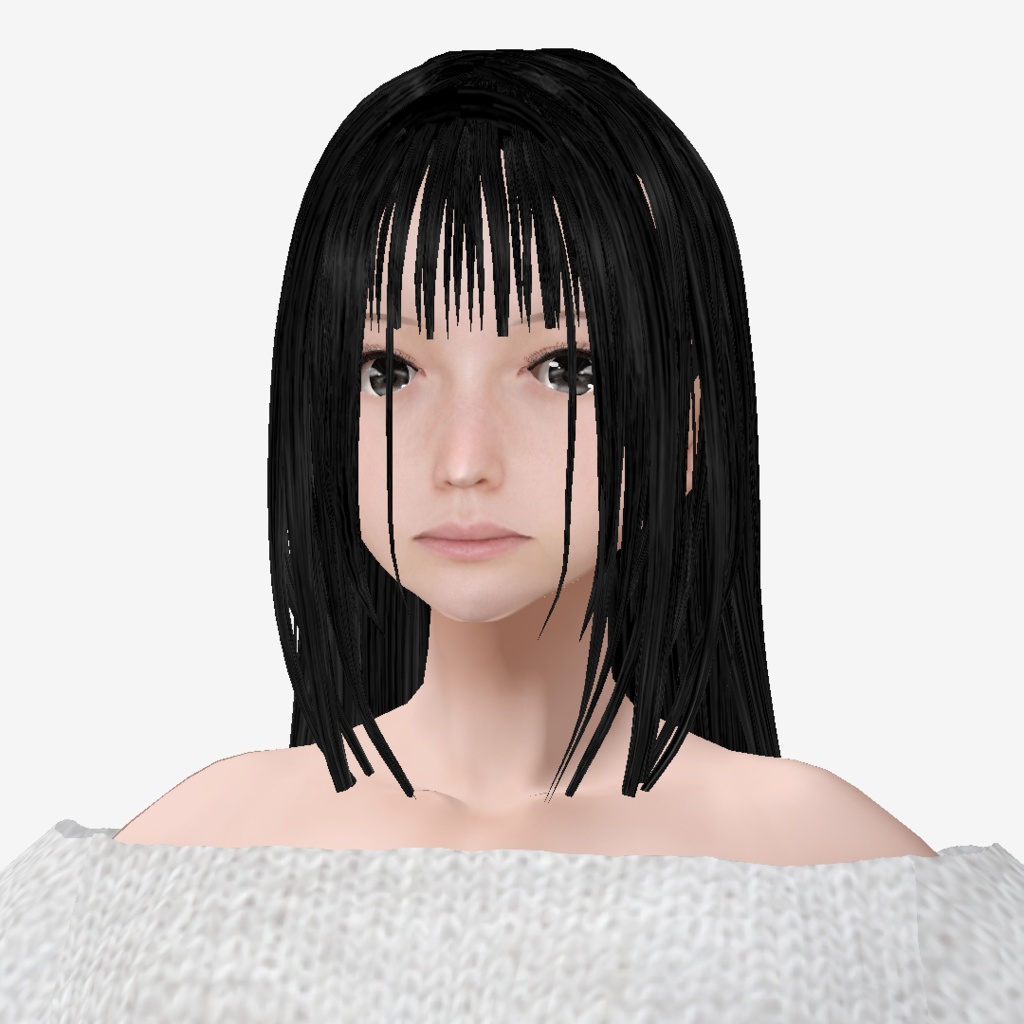 適度なリアル感の着せ替えドール 眼鏡のハーフアップの女の子 各種ヘアースタイル 衣装付き素体 vroidデータ VRMデータ cluster VR chat