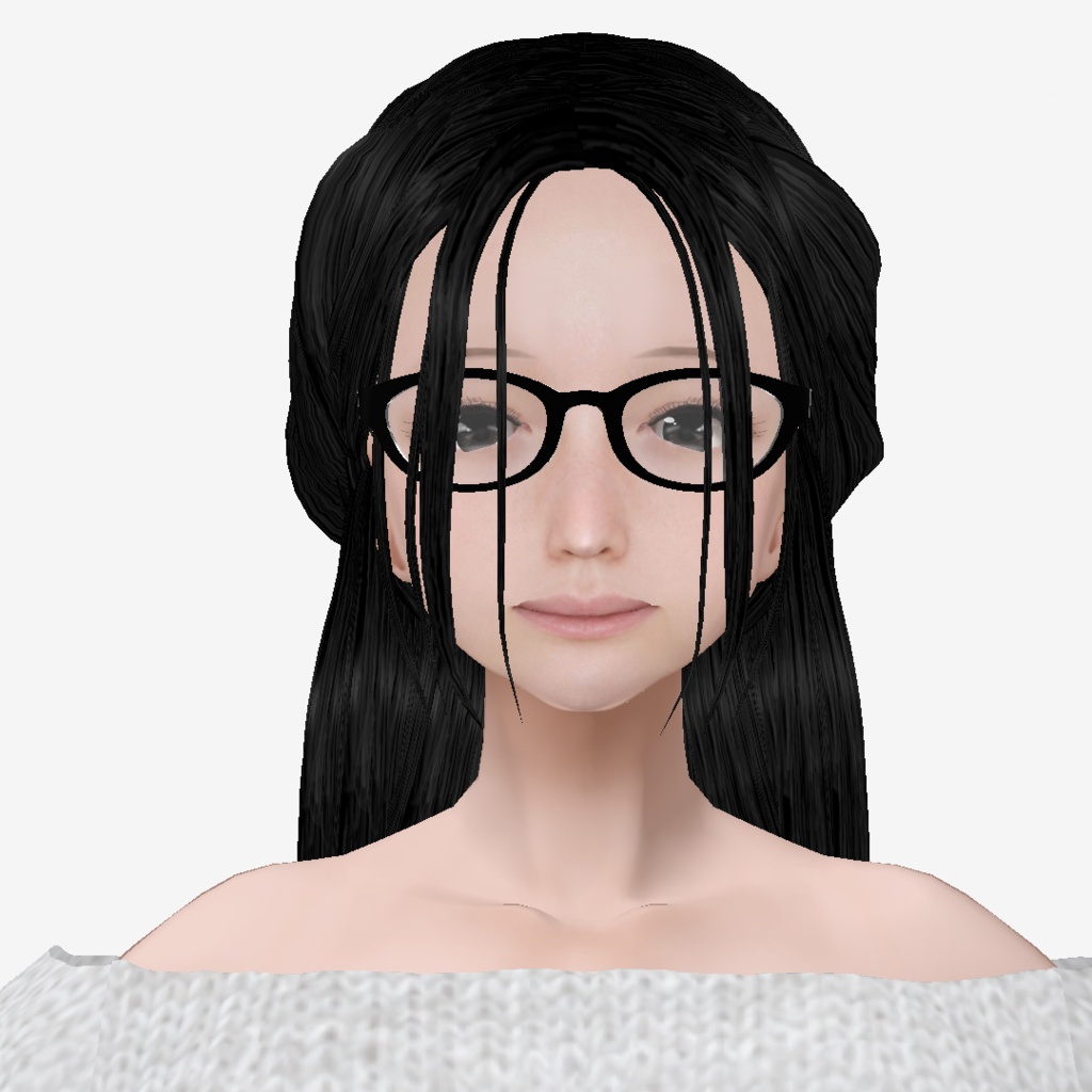 適度なリアル感の着せ替えドール 眼鏡のハーフアップの女の子 各種ヘアースタイル 衣装付き素体 vroidデータ VRMデータ cluster VR chat