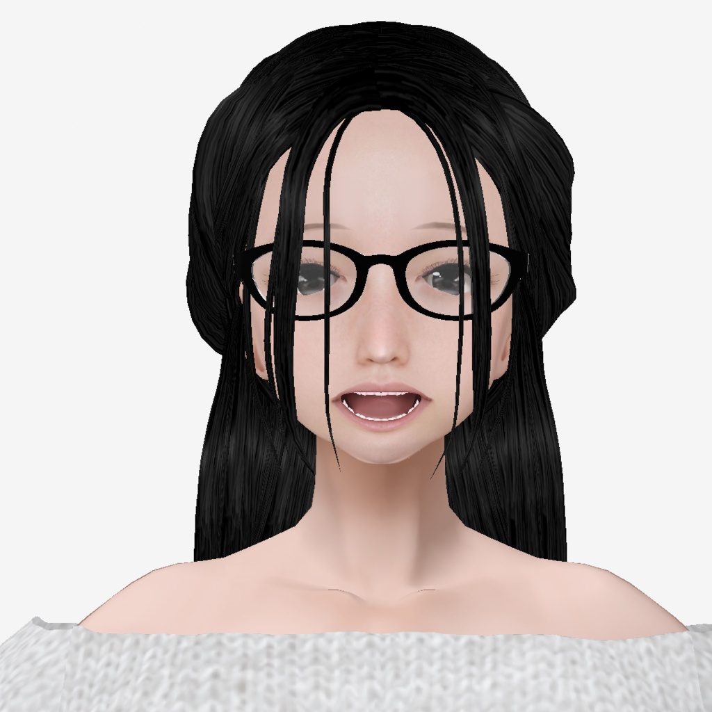 適度なリアル感の着せ替えドール 眼鏡のハーフアップの女の子 各種ヘアースタイル 衣装付き素体 vroidデータ VRMデータ cluster VR chat