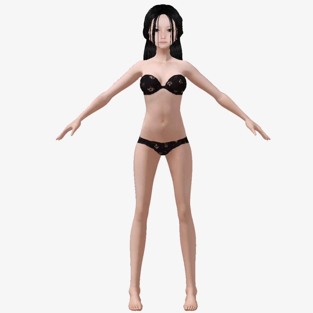 適度なリアル感の着せ替えドール 眼鏡のハーフアップの女の子 各種ヘアースタイル 衣装付き素体 vroidデータ VRMデータ cluster VR chat