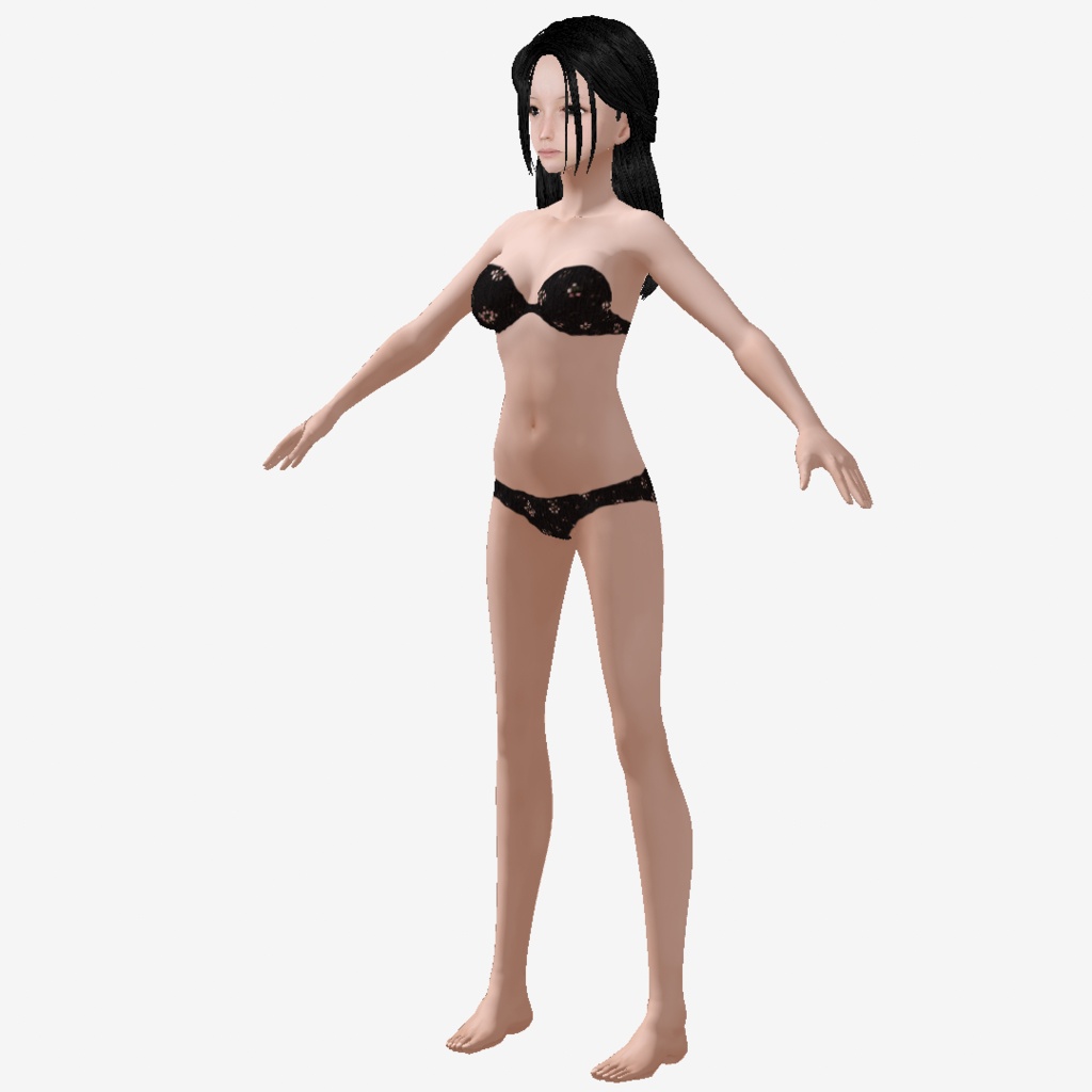 適度なリアル感の着せ替えドール 眼鏡のハーフアップの女の子 各種ヘアースタイル 衣装付き素体 vroidデータ VRMデータ cluster VR chat