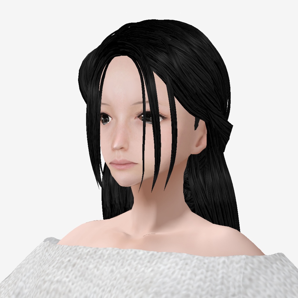 適度なリアル感の着せ替えドール 眼鏡のハーフアップの女の子 各種ヘアースタイル 衣装付き素体 vroidデータ VRMデータ cluster VR chat