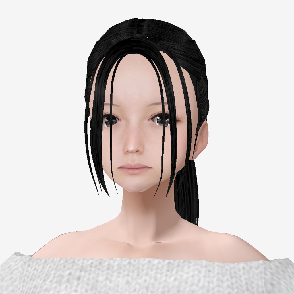 適度なリアル感の着せ替えドール 眼鏡のハーフアップの女の子 各種ヘアースタイル 衣装付き素体 vroidデータ VRMデータ cluster VR chat
