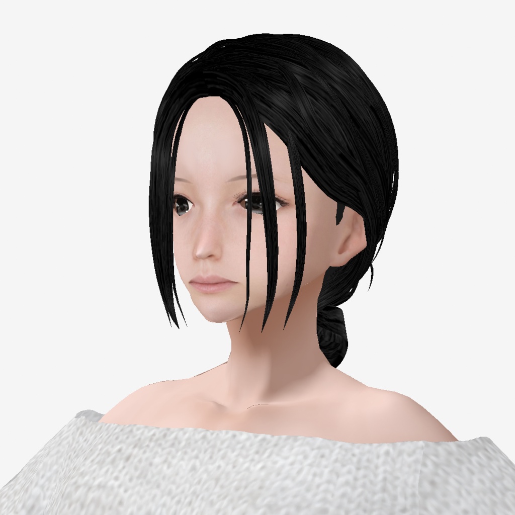 適度なリアル感の着せ替えドール 眼鏡のハーフアップの女の子 各種ヘアースタイル 衣装付き素体 vroidデータ VRMデータ cluster VR chat