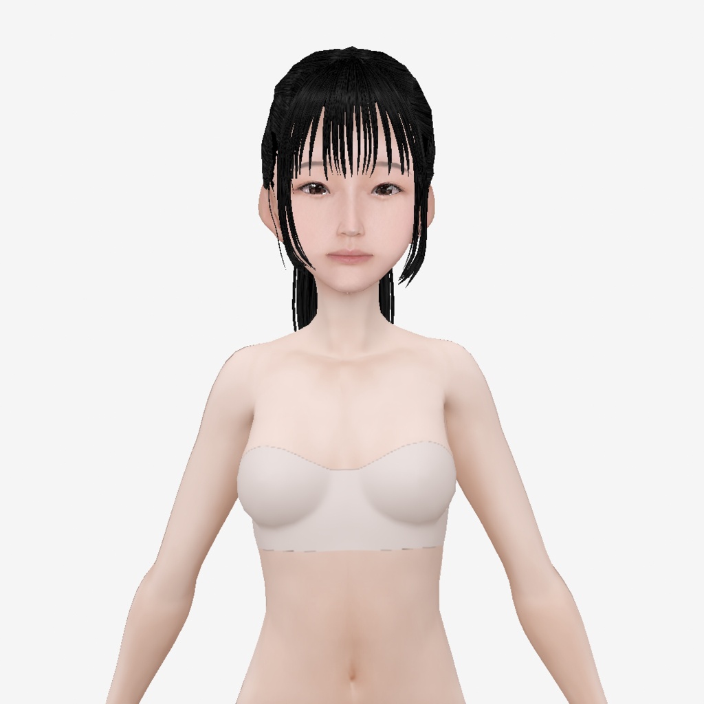 適度なリアル感の着せ替えドール ポニーテールの女の子 衣装付き素体 vroidデータ VRMデータ cluster VR chat