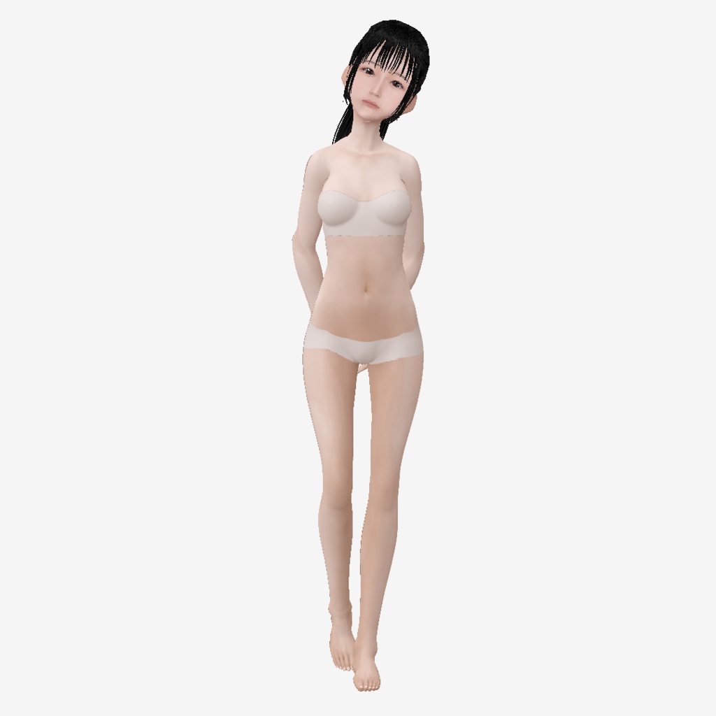 適度なリアル感の着せ替えドール ポニーテールの女の子 衣装付き素体 vroidデータ VRMデータ cluster VR chat