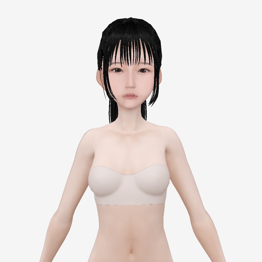 適度なリアル感の着せ替えドール ポニーテールの女の子 衣装付き素体 vroidデータ VRMデータ cluster VR chat