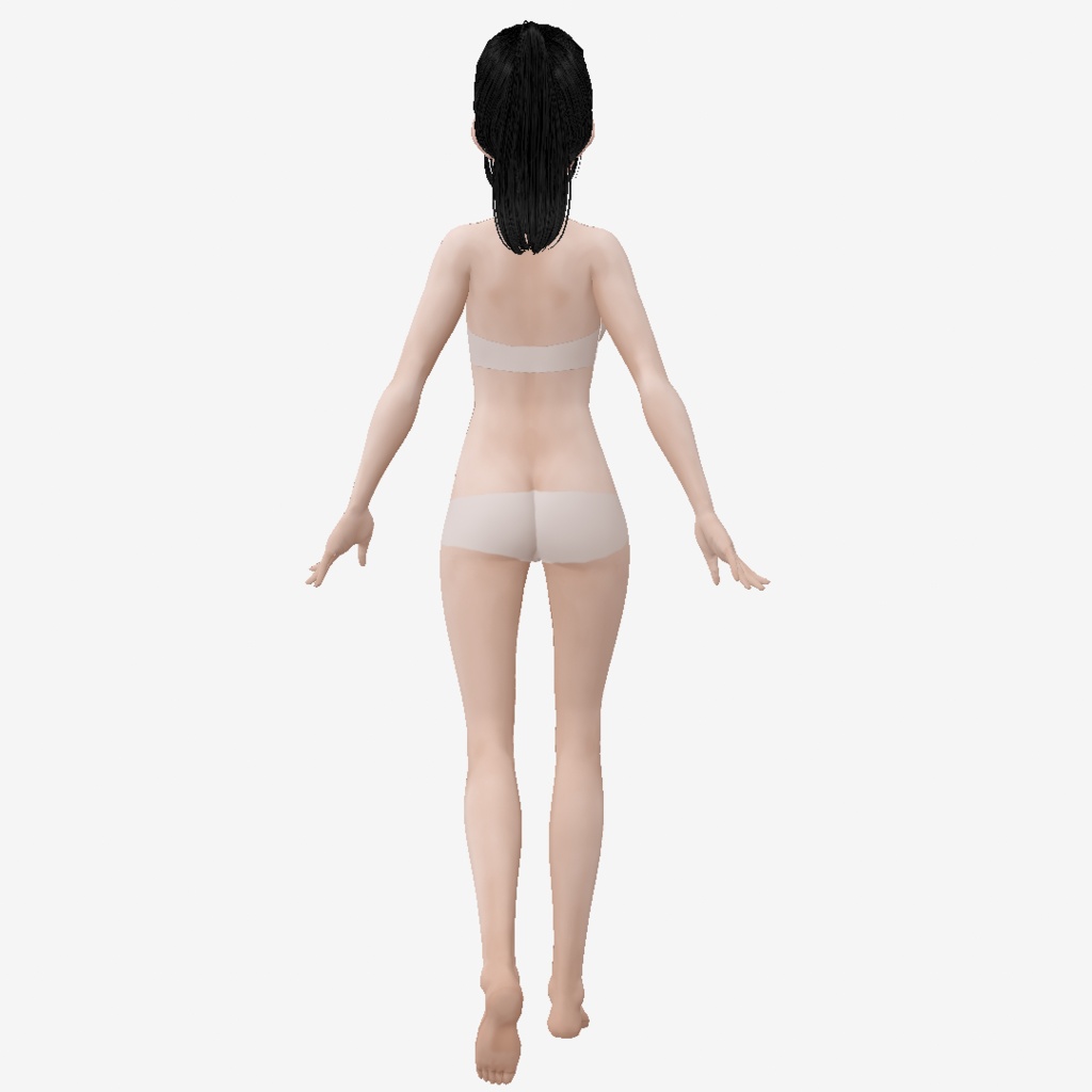 適度なリアル感の着せ替えドール ポニーテールの女の子 衣装付き素体 vroidデータ VRMデータ cluster VR chat