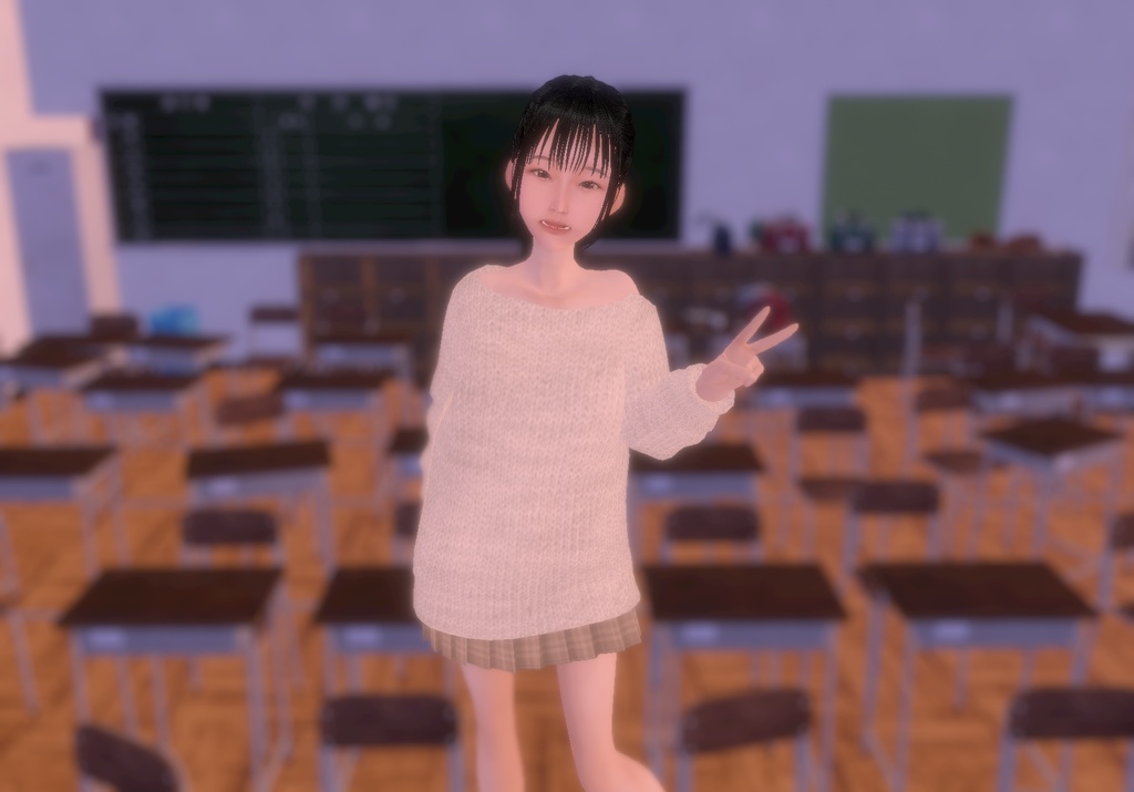 適度なリアル感の着せ替えドール ポニーテールの女の子 衣装付き素体 vroidデータ VRMデータ cluster VR chat