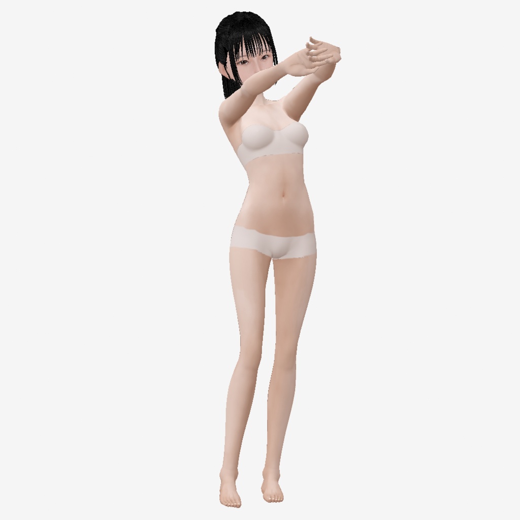 適度なリアル感の着せ替えドール ポニーテールの女の子 衣装付き素体 vroidデータ VRMデータ cluster VR chat