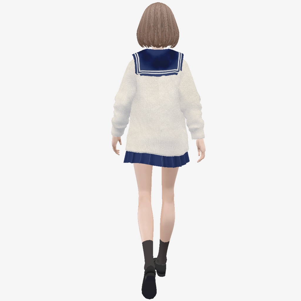 適度なリアル感の着せ替えドール セーラー服の女の子 衣装付き素体 vroidデータ VRMデータ cluster VR chat