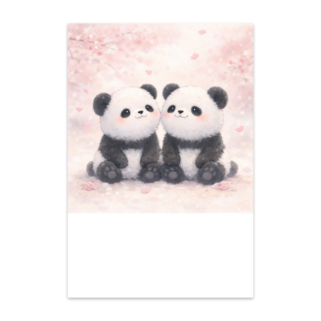 春の仲良しパンダ　ポストカードセット
