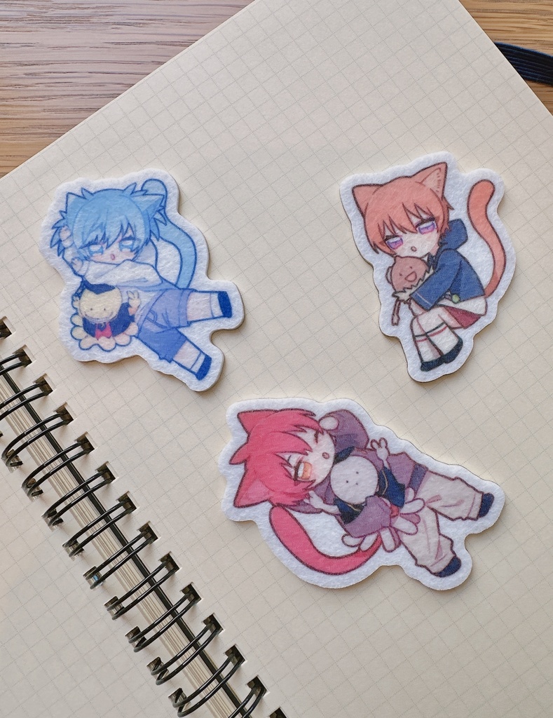 【渚&カルマ&学秀】ネコチャンフェルトステッカー3種