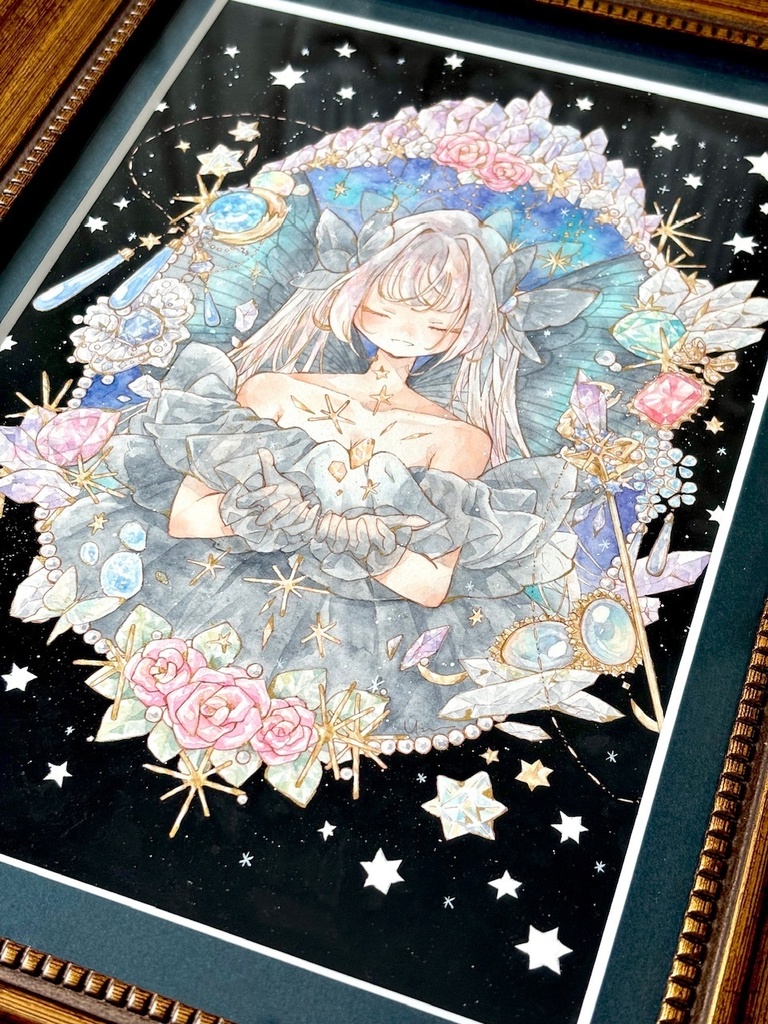 額装原画「妖精の営む幻想宝石店」