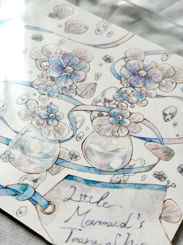 額装原画「人魚姫の希望の涙のピアス」