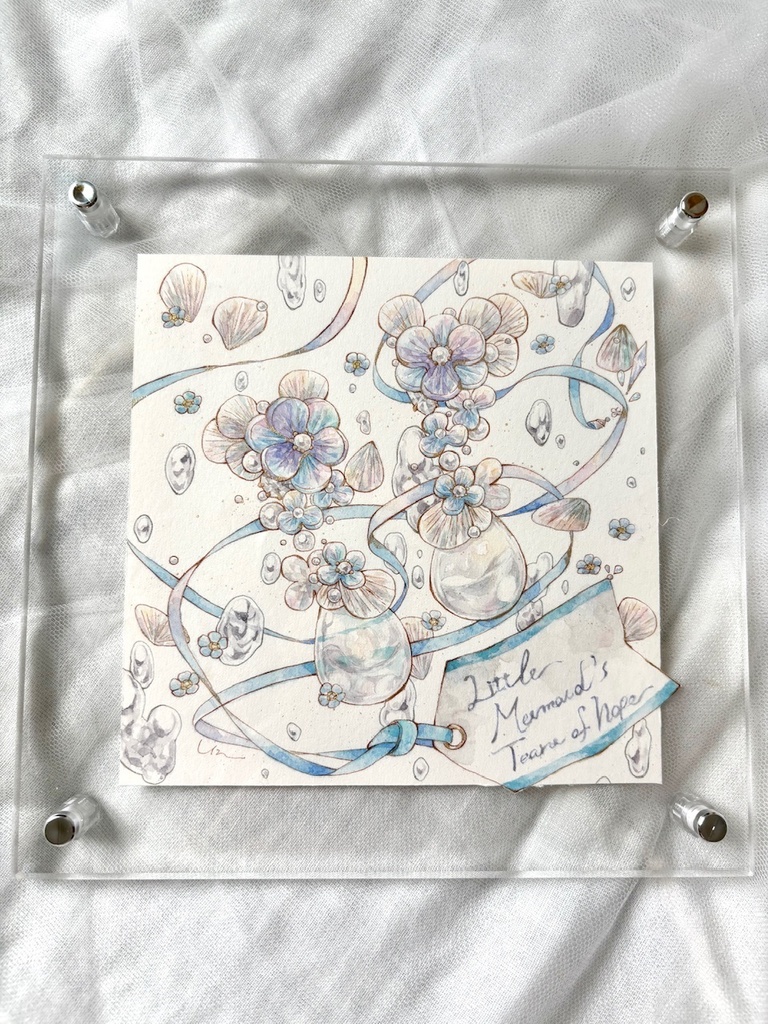 額装原画「人魚姫の希望の涙のピアス」