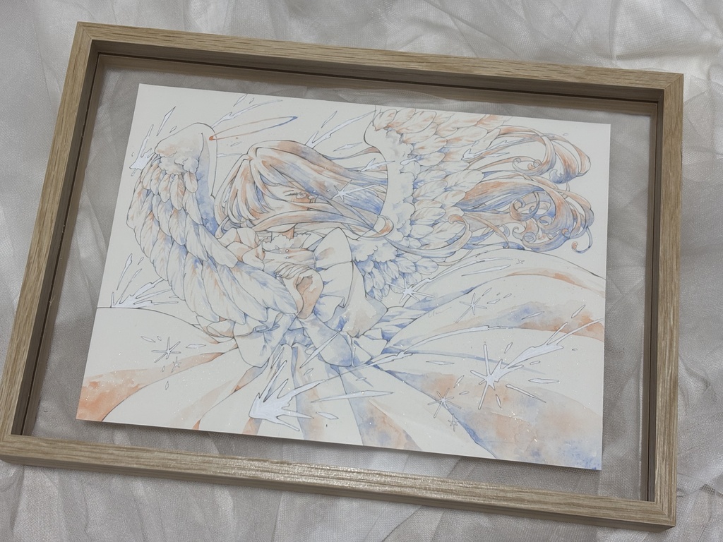 額装原画「空の青に融けてしまわないように」